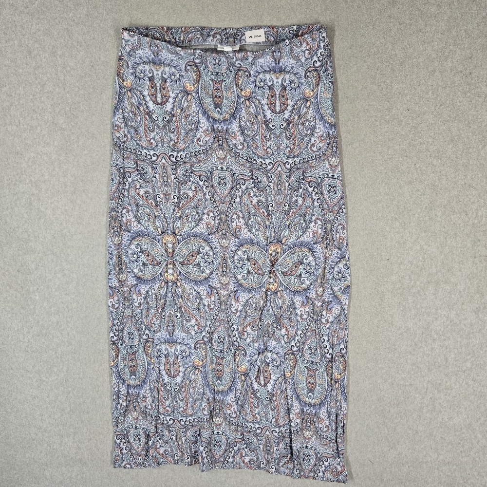 J. Jill Women Skirt M TALL Blue Paisley Stretch Maxi Pull On Artsy Whimsigoth